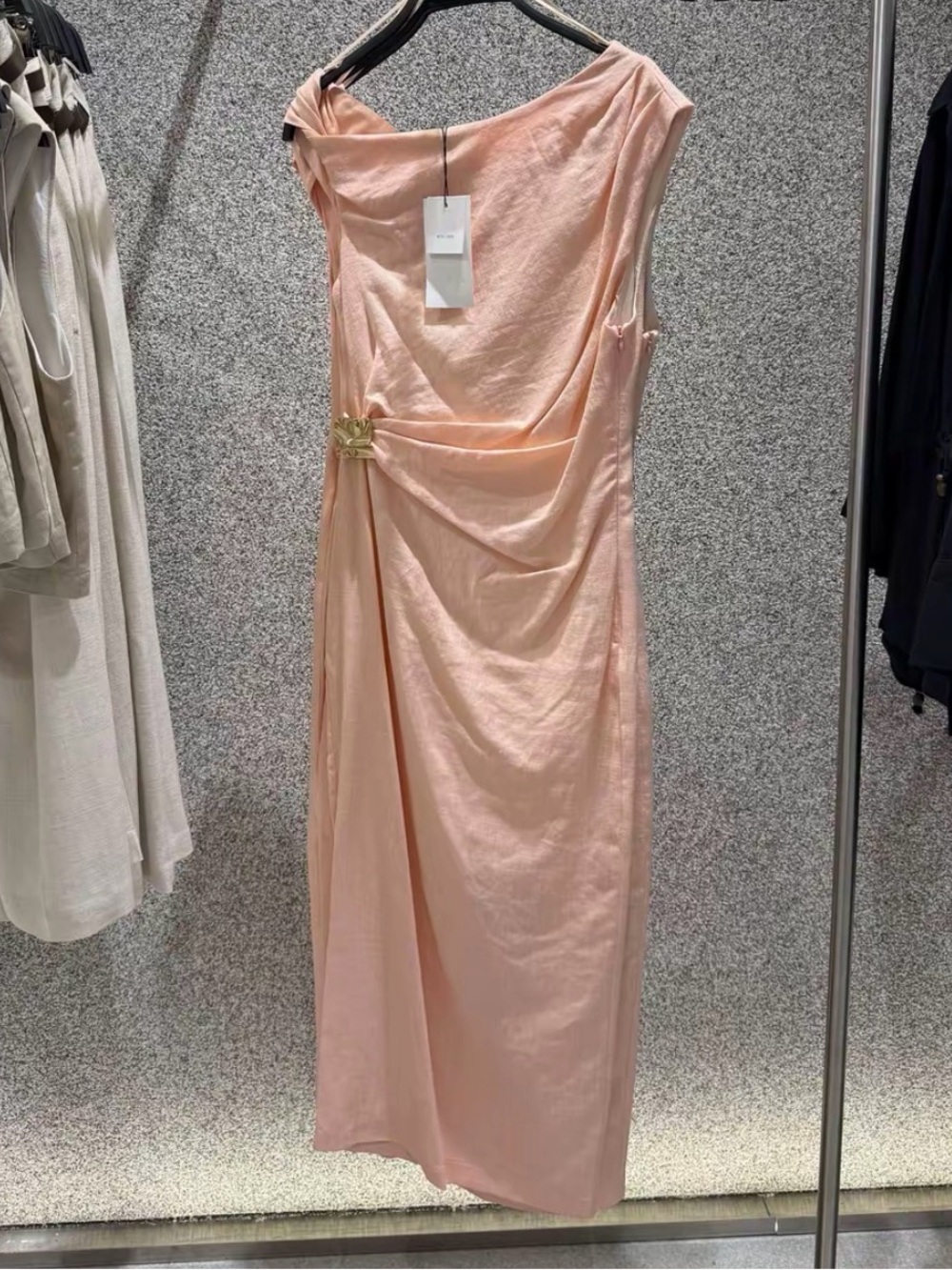 NWT Zara linen midi appliqué dress